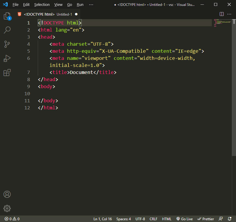 Visual Studio Code. И HTML заготовка автоматом сделана!