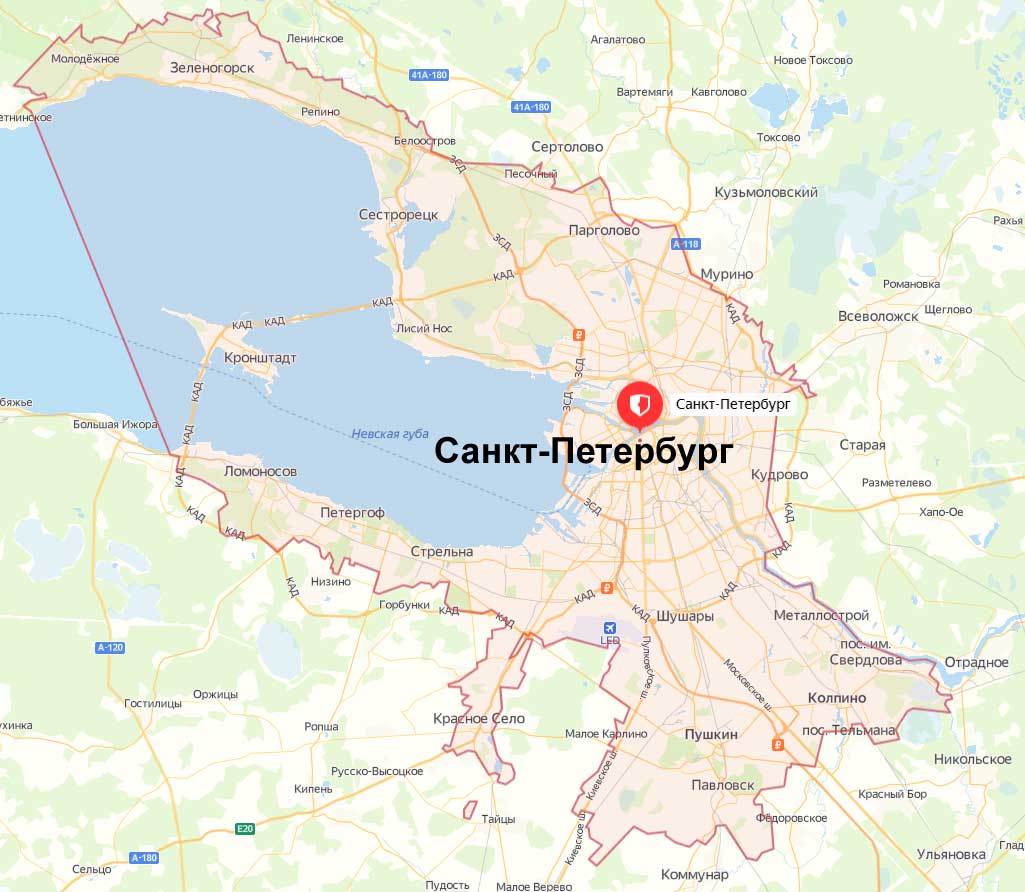 Санкт-Петербург город федерального значения. Кликните для просмотра карты в отдельном окне.