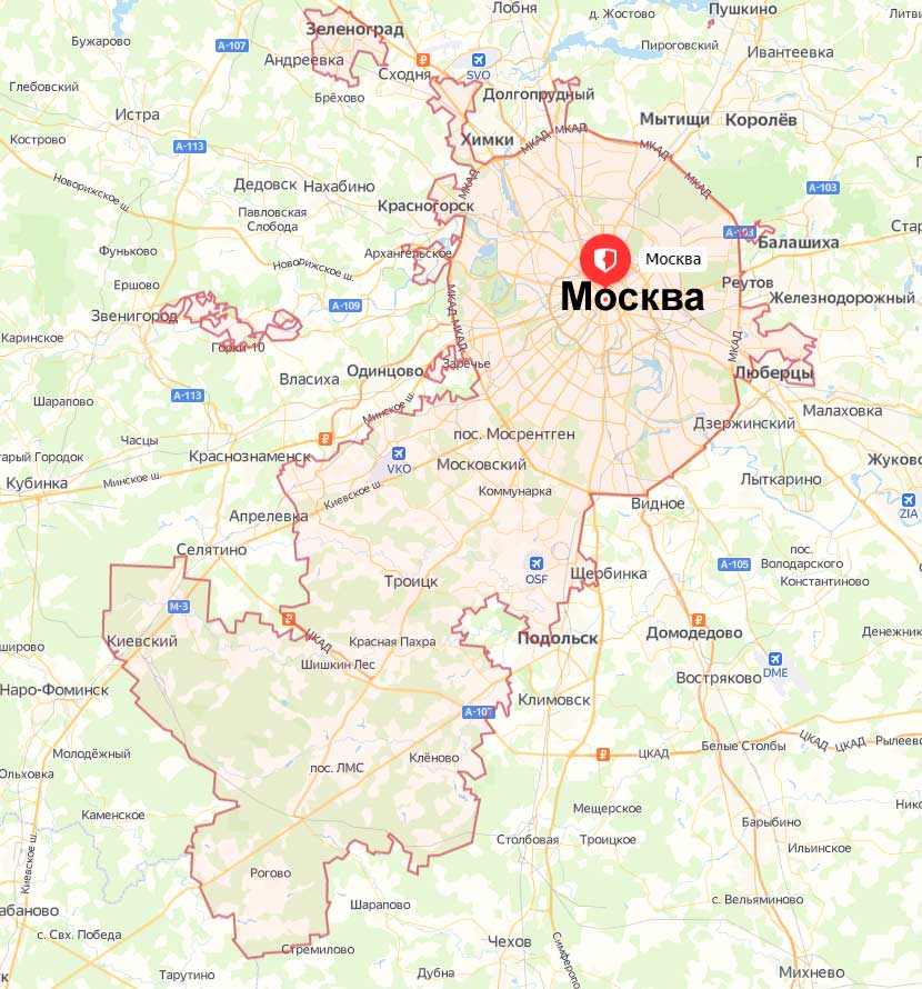 Москва город федерального значения. Кликните для просмотра карты в отдельном окне.